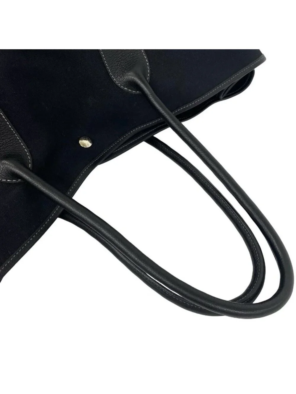 Hermes Garden Party GM Toile Officier Buffalo Leather Tote Bag Black